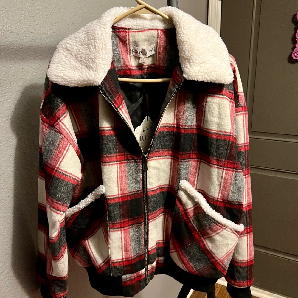 NWT KNOX ROSE PLAID BOMBER JACKET